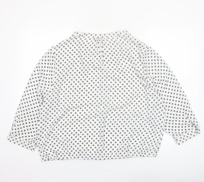 Dorothy Perkins Women's White Floral Blouse UK 18 3/4 Sleeve Tunic Top