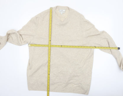 Marks and Spencer Men’s Beige Lambswool 2XL Crew Neck Jumper