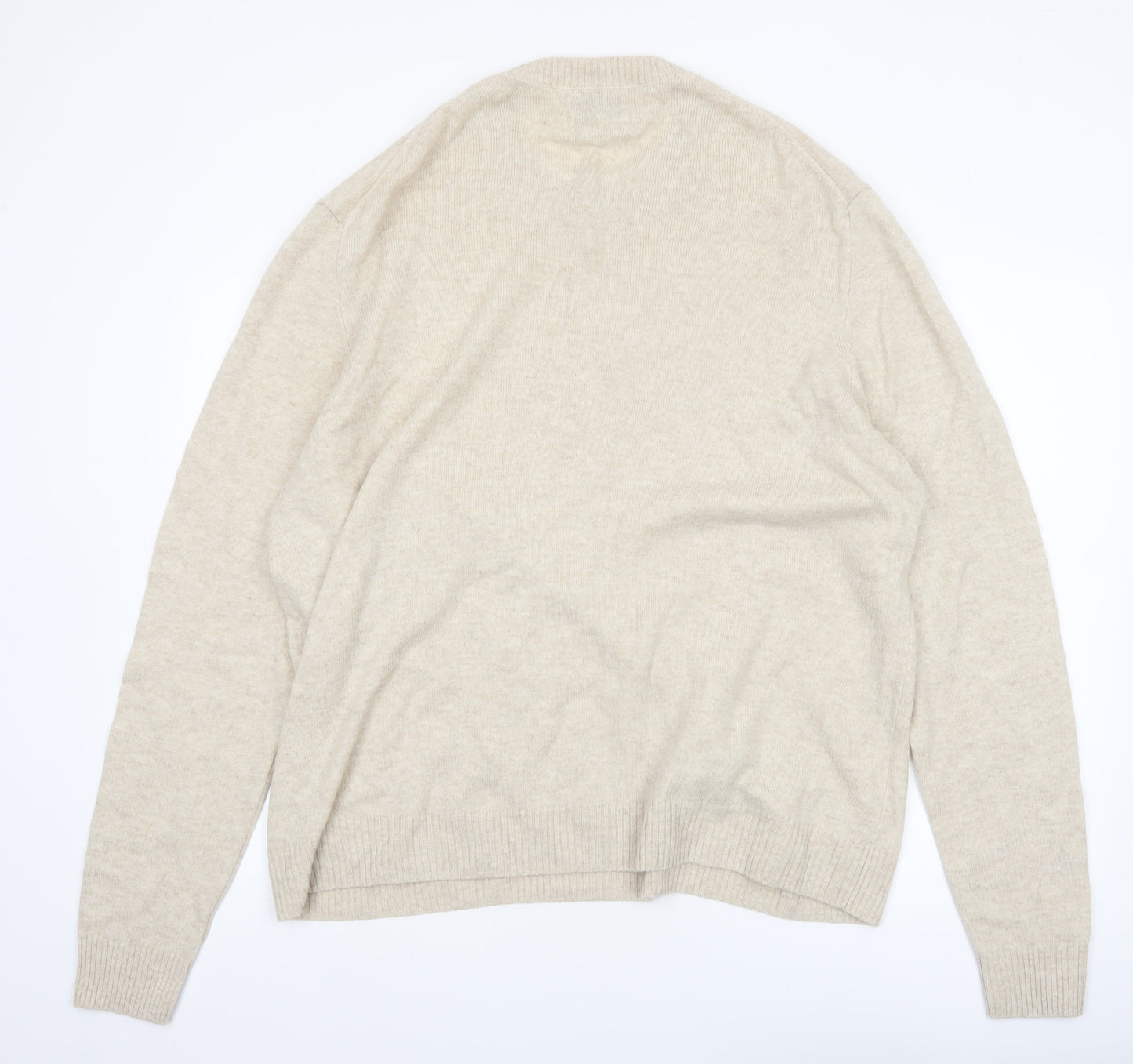 Marks and Spencer Men’s Beige Lambswool 2XL Crew Neck Jumper