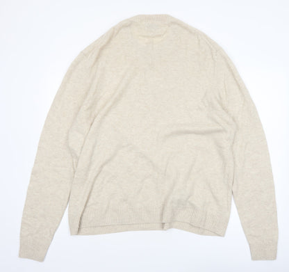 Marks and Spencer Men’s Beige Lambswool 2XL Crew Neck Jumper