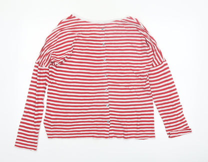 Jigsaw Women’s Red White Striped Cotton Long Sleeve Boat Neck Top M