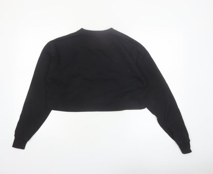 Missguided Women Black Cropped Long Sleeve Crew Neck Tall Size 10 Top