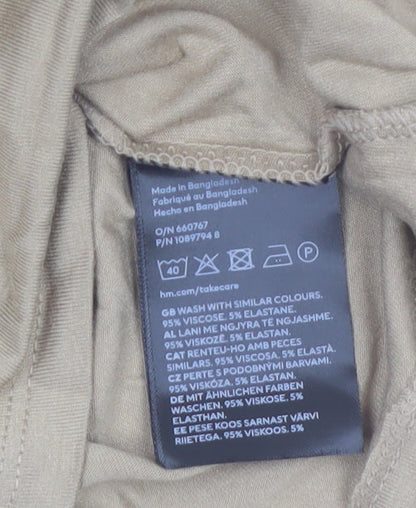 H&M Women Beige Roll Neck Long Sleeve Basic Jersey Top Size S