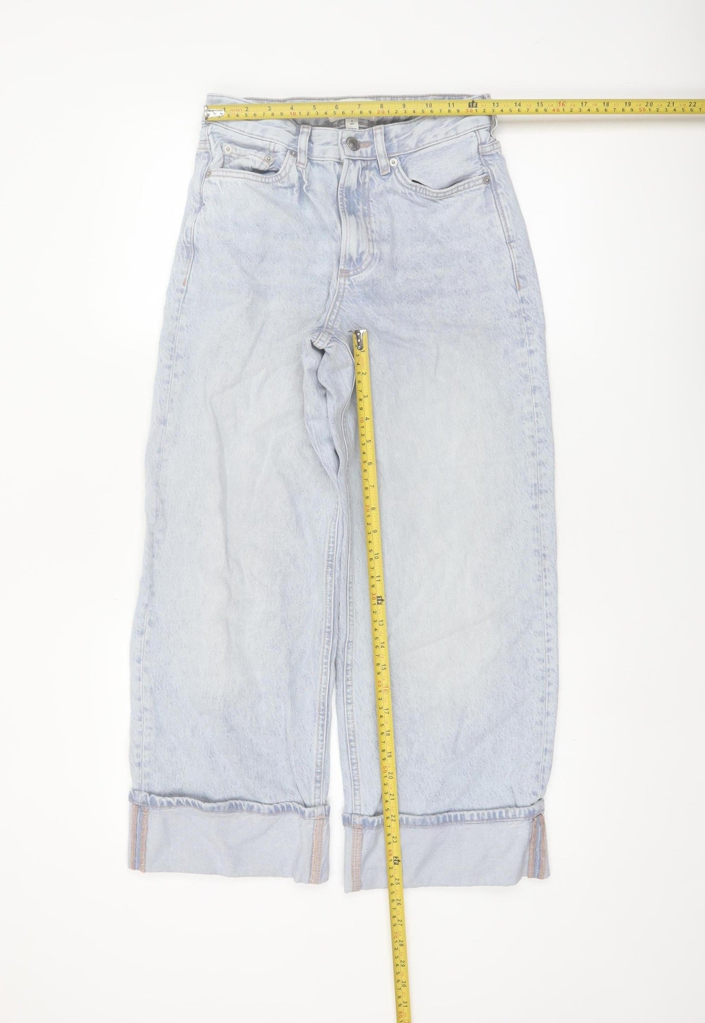 Marks and Spencer Women’s Blue Wide-Leg High Rise Jeans Size 8 Short