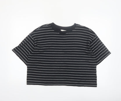 Marks and Spencer Women's Black Striped Relaxed T-Shirt Size 14