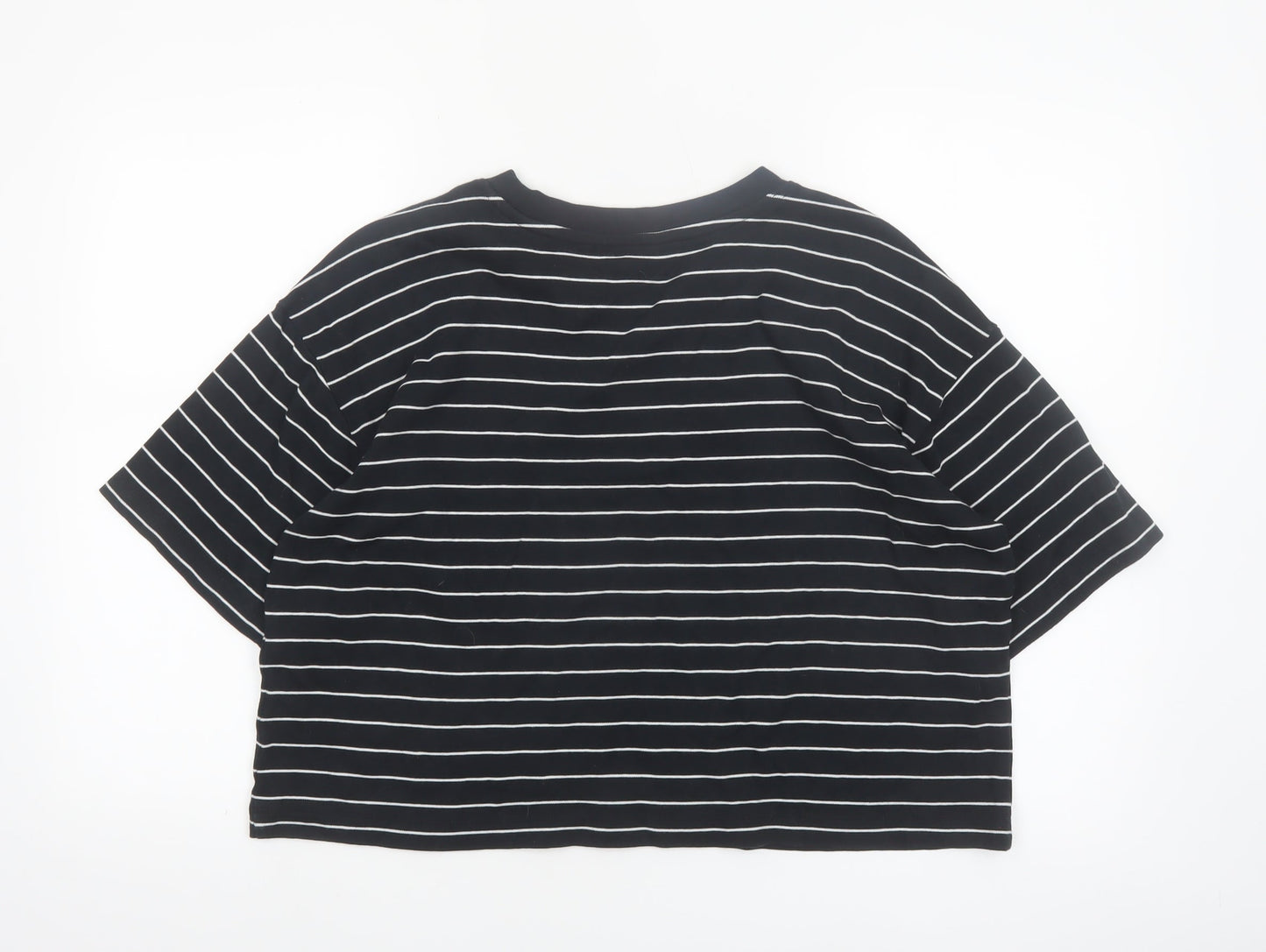 Marks and Spencer Women's Black Striped Relaxed T-Shirt Size 14