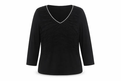 Kaliko Women's Black V-Neck 3/4 Sleeve Tunic Blouse Size 12