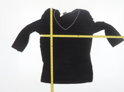 Kaliko Women's Black V-Neck 3/4 Sleeve Tunic Blouse Size 12