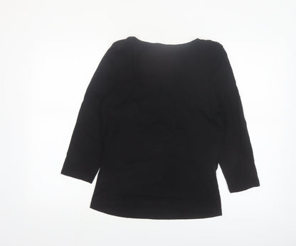 Kaliko Women's Black V-Neck 3/4 Sleeve Tunic Blouse Size 12
