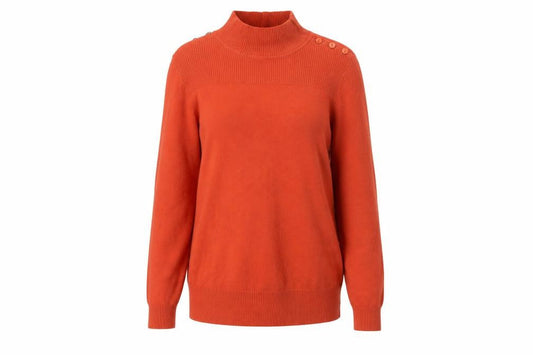 Wallis Women Orange Roll Neck Button Detail Jumper Size 12