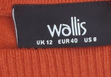 Wallis Women Orange Roll Neck Button Detail Jumper Size 12