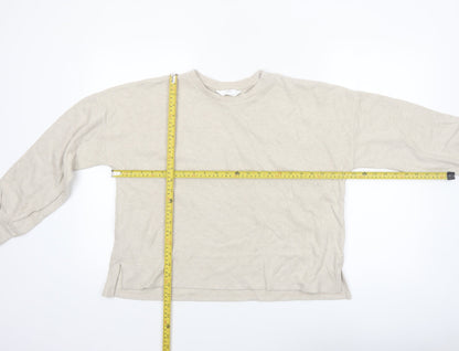 Marks and Spencer Women Beige Long Sleeve Knit Pyjama Top M