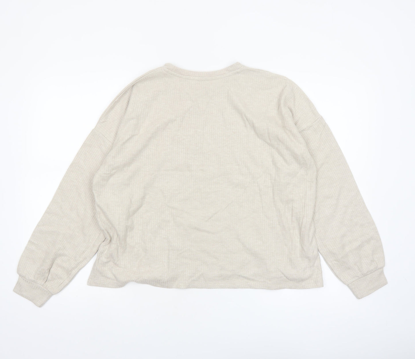 Marks and Spencer Women Beige Long Sleeve Knit Pyjama Top M