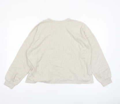 Marks and Spencer Women Beige Long Sleeve Knit Pyjama Top M