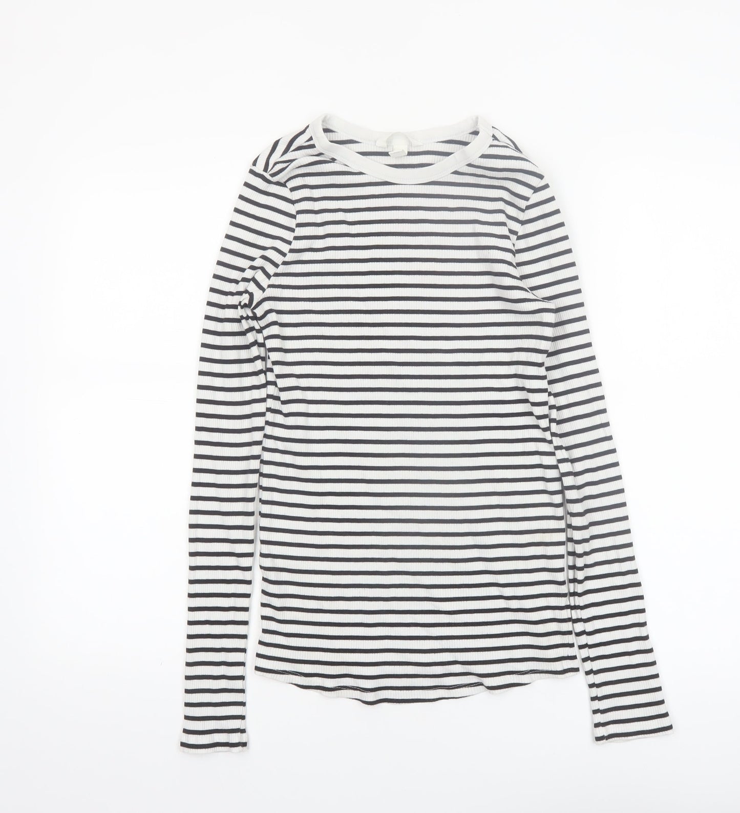 H&M Maternity Black White Striped Long Sleeve Cotton T-Shirt Size 12