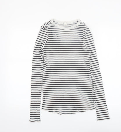 H&M Maternity Black White Striped Long Sleeve Cotton T-Shirt Size 12