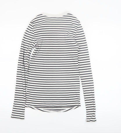 H&M Maternity Black White Striped Long Sleeve Cotton T-Shirt Size 12