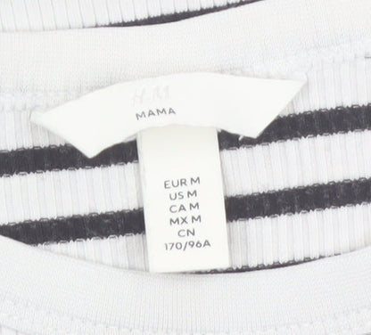 H&M Maternity Black White Striped Long Sleeve Cotton T-Shirt Size 12