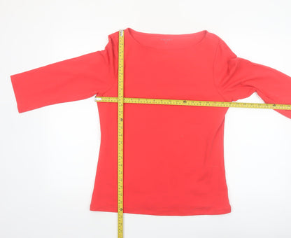 John Lewis Women Red 3/4 Sleeve Cotton Stretch Basic T-Shirt Size 14