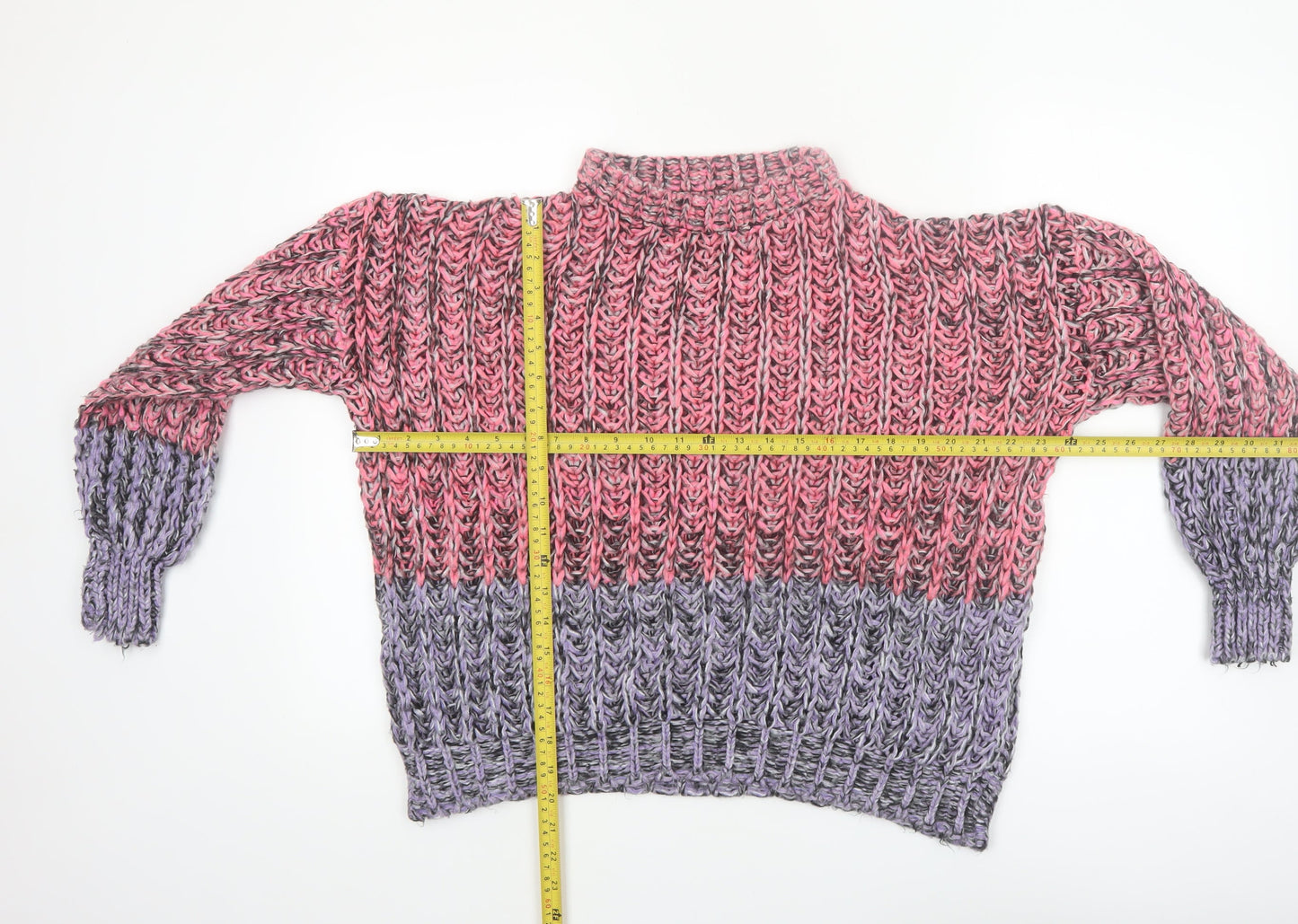 ASOS DESIGN Women's Multicoloured Chunky-Knit High Neck Jumper Size 10