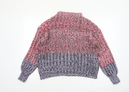 ASOS DESIGN Women's Multicoloured Chunky-Knit High Neck Jumper Size 10