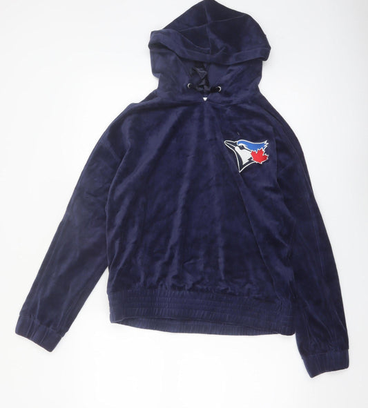 Touch by Alyssa Milano Navy Blue Velour Pullover Hoodie Women M