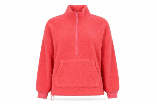 Front view of Dunnes Women Pink Fleece 1/2 Zip Pullover Sweatshirt, size S