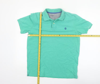 Timberland Men's Green Regular Fit Cotton Polo Shirt Size S