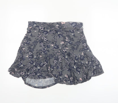 Next Women’s Grey Floral Flare Skirt Size 12 Viscose Stretch