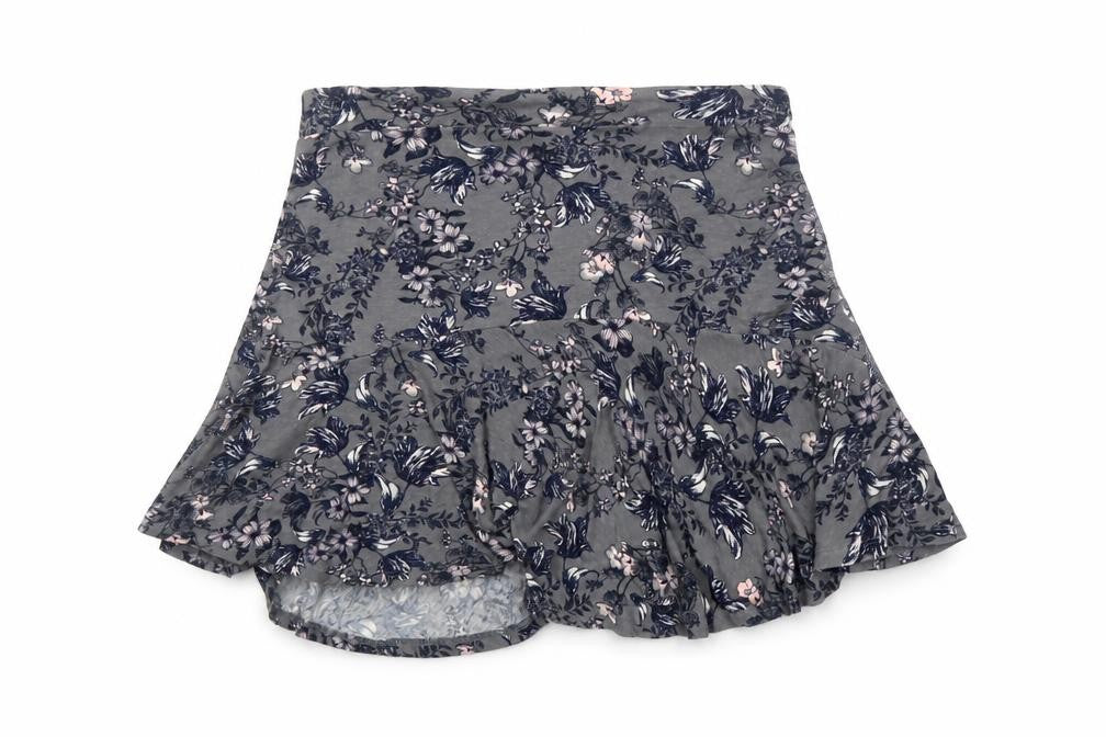Next Women’s Grey Floral Flare Skirt Size 12 Viscose Stretch