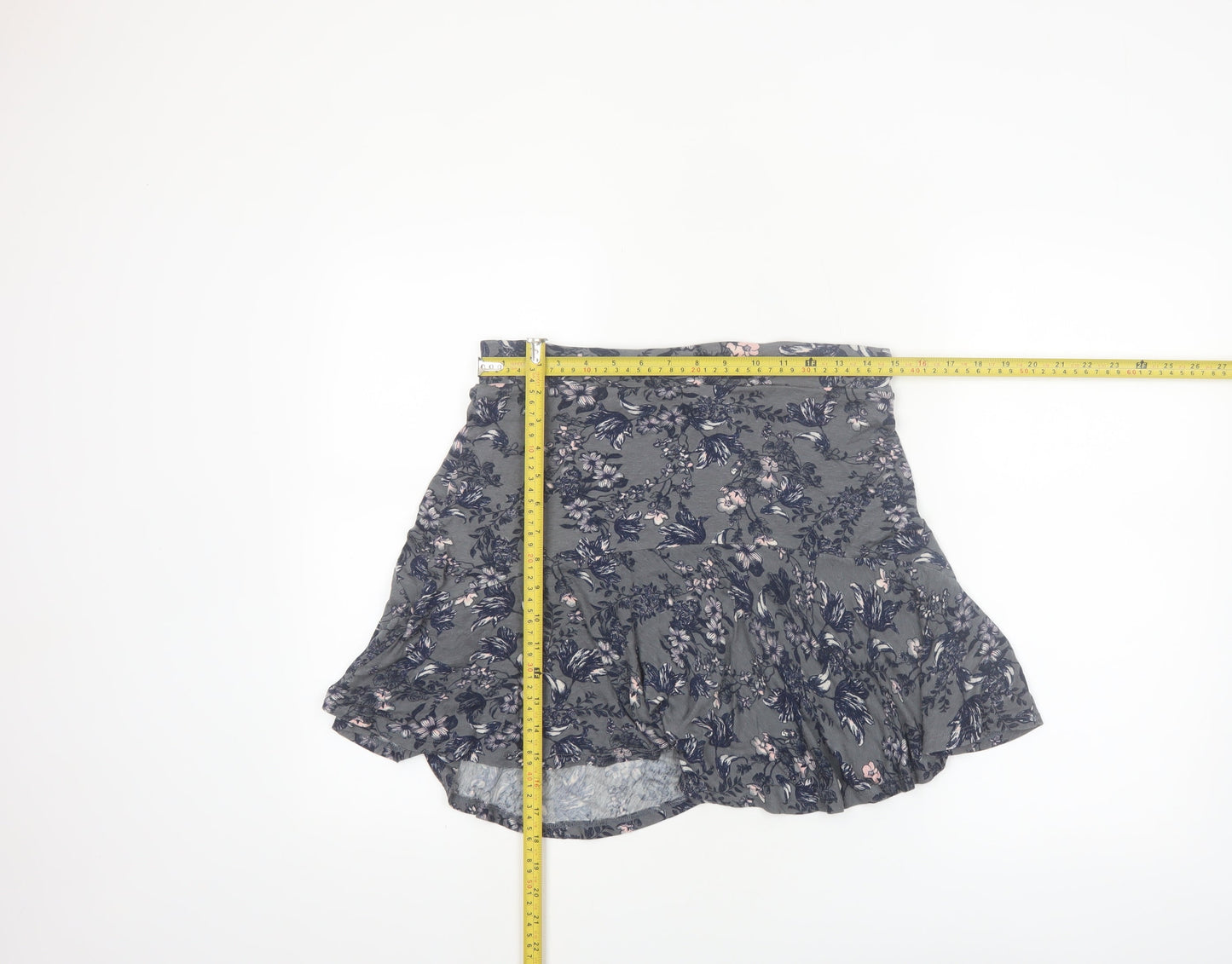 Next Women’s Grey Floral Flare Skirt Size 12 Viscose Stretch