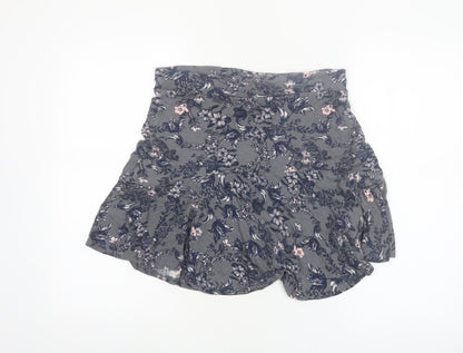 Next Women’s Grey Floral Flare Skirt Size 12 Viscose Stretch
