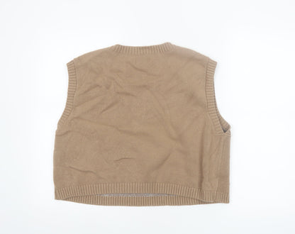 Hollister Womens Beige Argyle V-Neck Knit Sleeveless Vest L