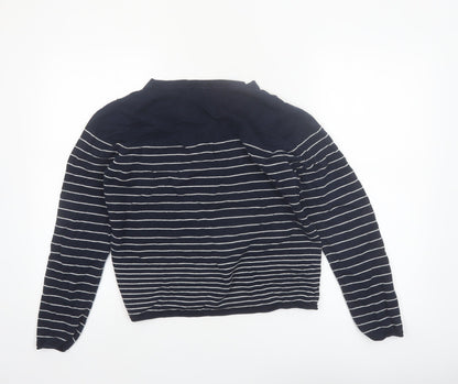 The White Company Women's Blue Striped Crew Neck Jumper Size 16