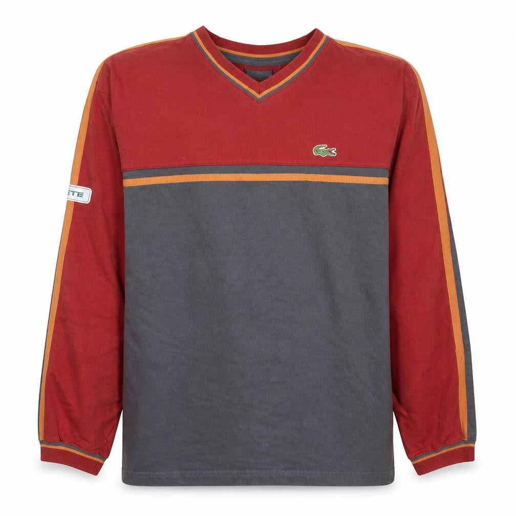 Lacoste Men’s Red V-Neck Pullover Sweatshirt Size L