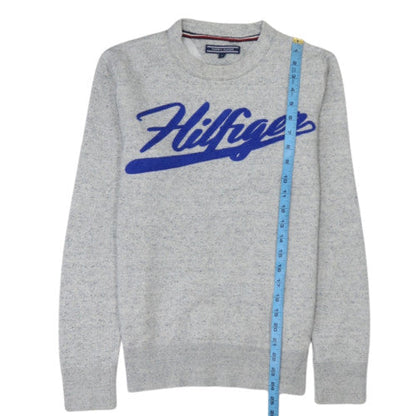 Tommy Hilfiger Women Grey Logo Crew Neck Pullover Sweatshirt Size M