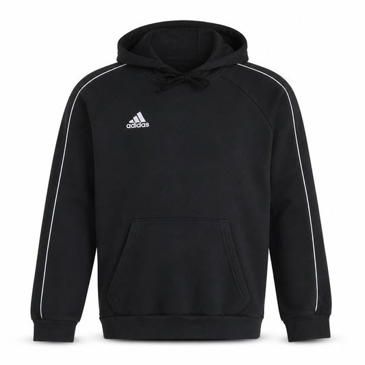 Front view of Adidas Men's Black Pullover Hoodie M Fleece Sportswear