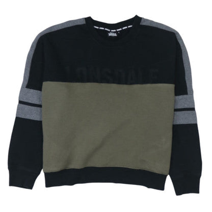 Lonsdale Women's Khaki & Black Colourblock Crew Neck Sweatshirt Size 18