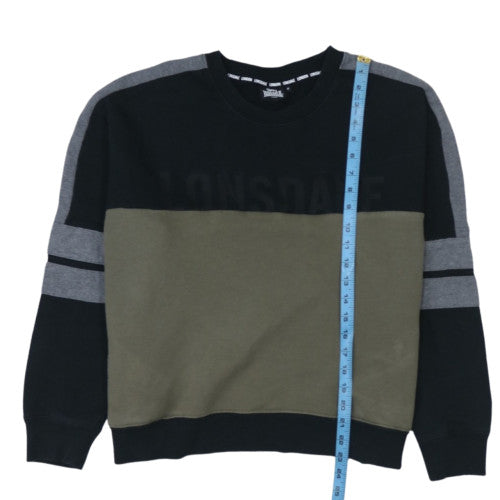 Lonsdale Women's Khaki & Black Colourblock Crew Neck Sweatshirt Size 18