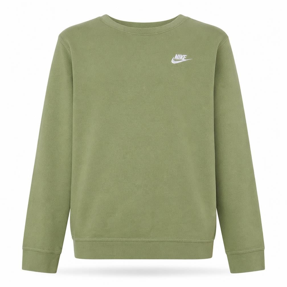 Front view of Nike boys’ green crew neck fleece sweatshirt xl (158-170cm) pullover