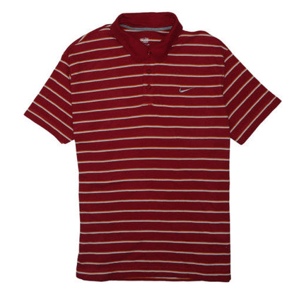 Nike Men's Red Striped Polo Shirt 2XL Athletic Fit Cotton Blend