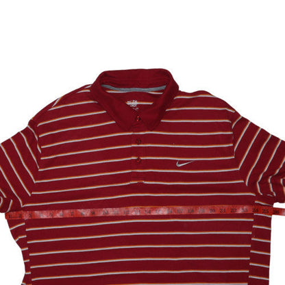 Nike Men's Red Striped Polo Shirt 2XL Athletic Fit Cotton Blend