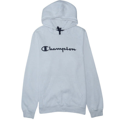 Champion Men's Light Grey Pullover Hoodie Medium Cotton Blend