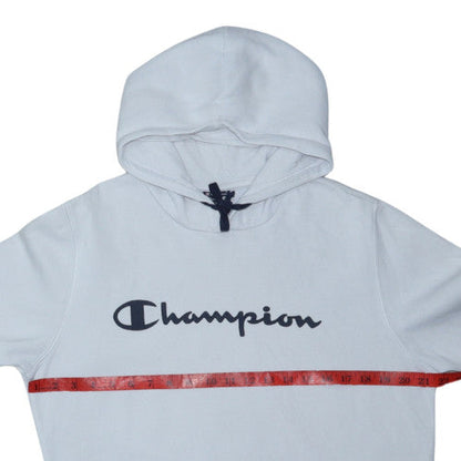 Champion Men's Light Grey Pullover Hoodie Medium Cotton Blend