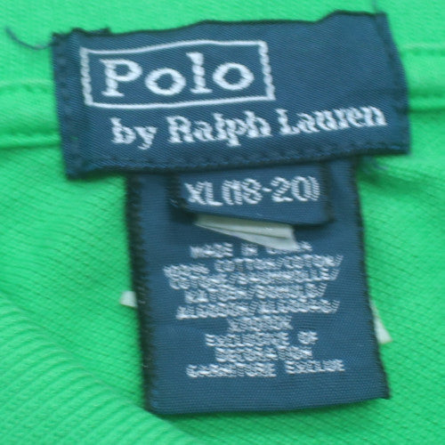 Ralph Lauren Girls Green Polo Shirt XL (18-20) 100% Cotton Classic Fit
