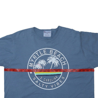 Champion Men's Blue Myrtle Beach Graphic T-Shirt XL Cotton Crew Neck