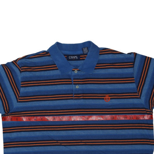 Chaps Men's Blue Striped Cotton Polo Shirt XL Short Sleeve