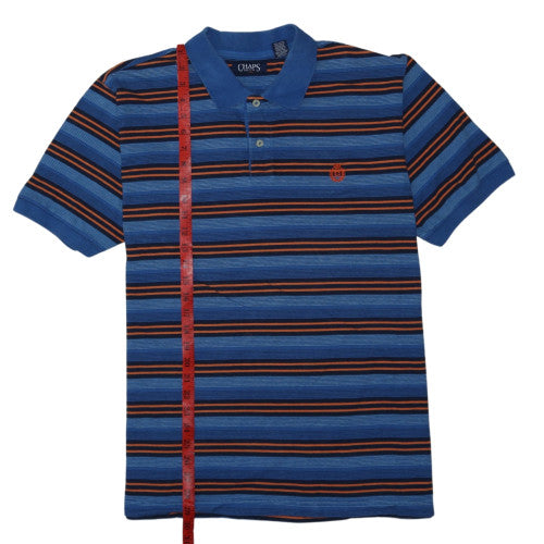 Chaps Men's Blue Striped Cotton Polo Shirt XL Short Sleeve