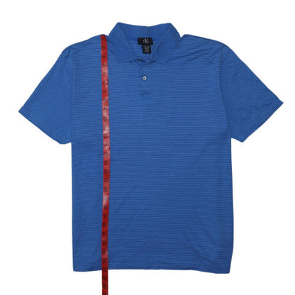 Calvin Klein Men's Blue Striped Cotton Polo Shirt XL Regular Fit