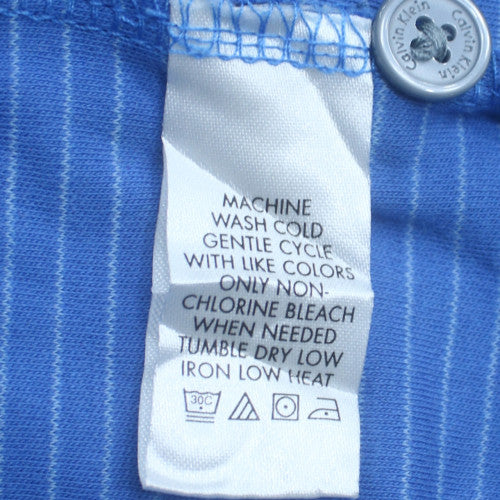 Calvin Klein Men's Blue Striped Cotton Polo Shirt XL Regular Fit